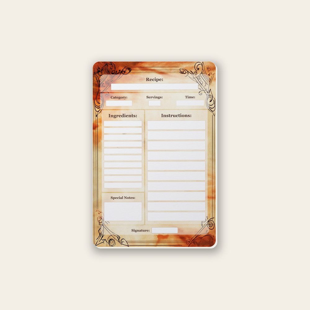 antique paper recipe-card design