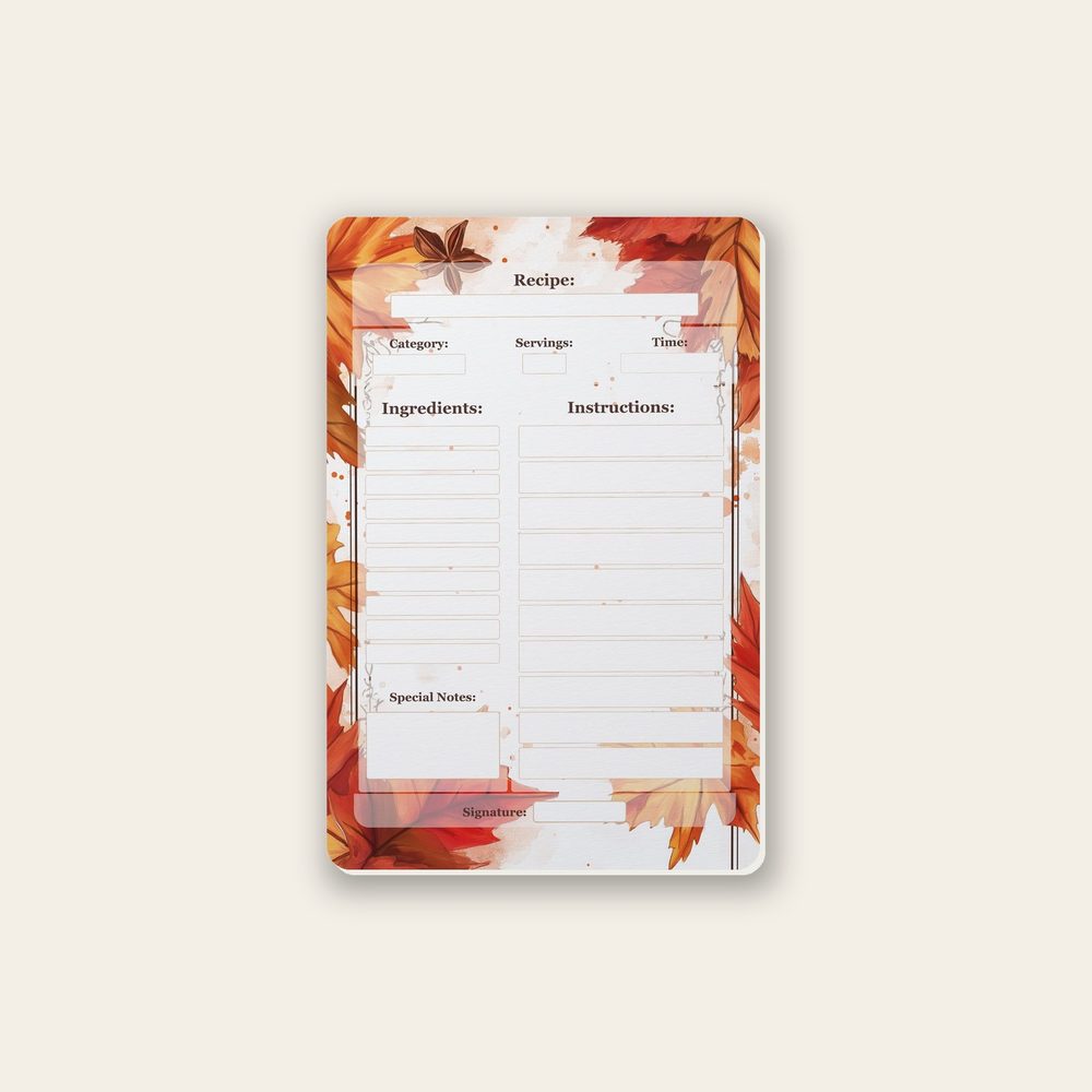 autumn warmth recipe-card design