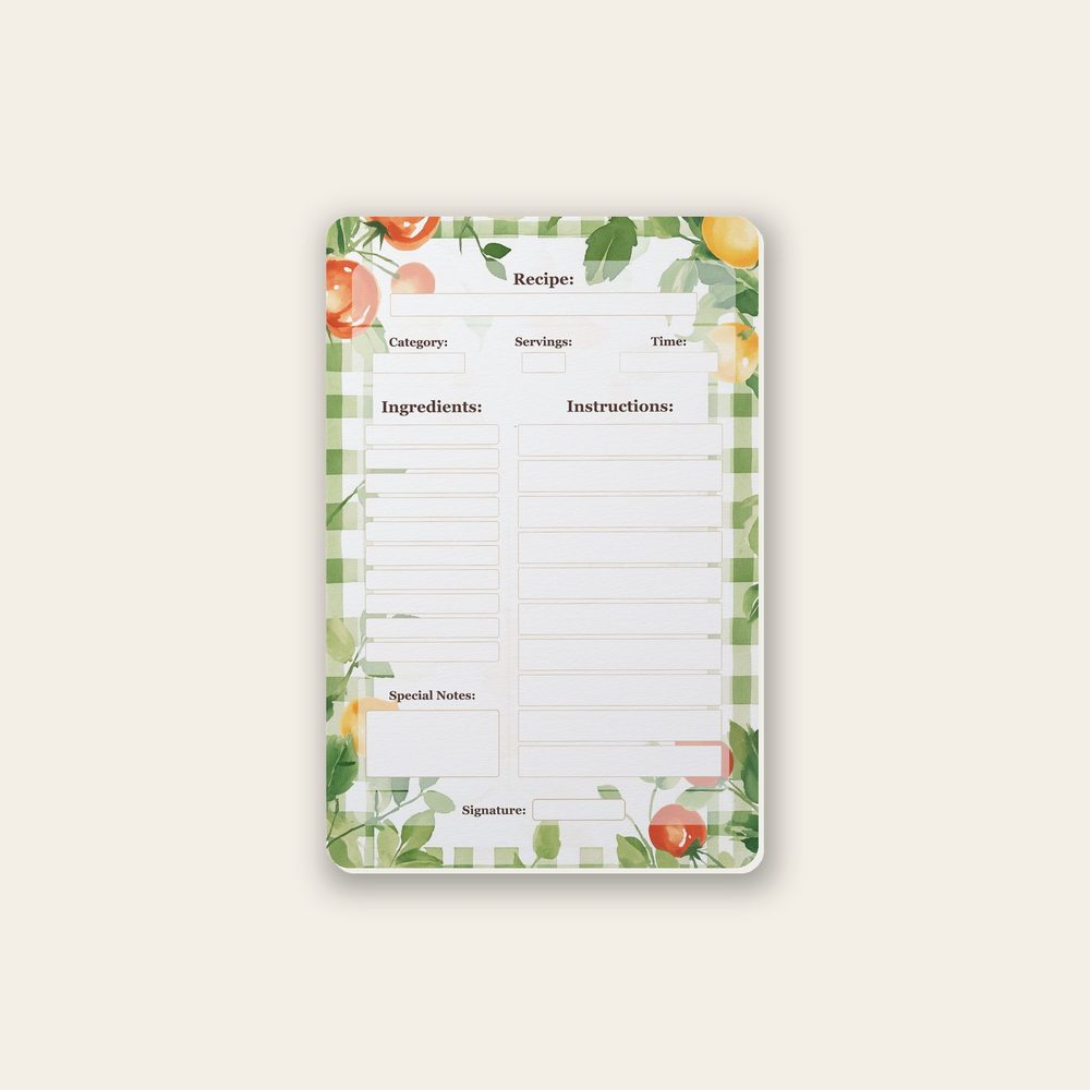 classic checkered recipe-card design