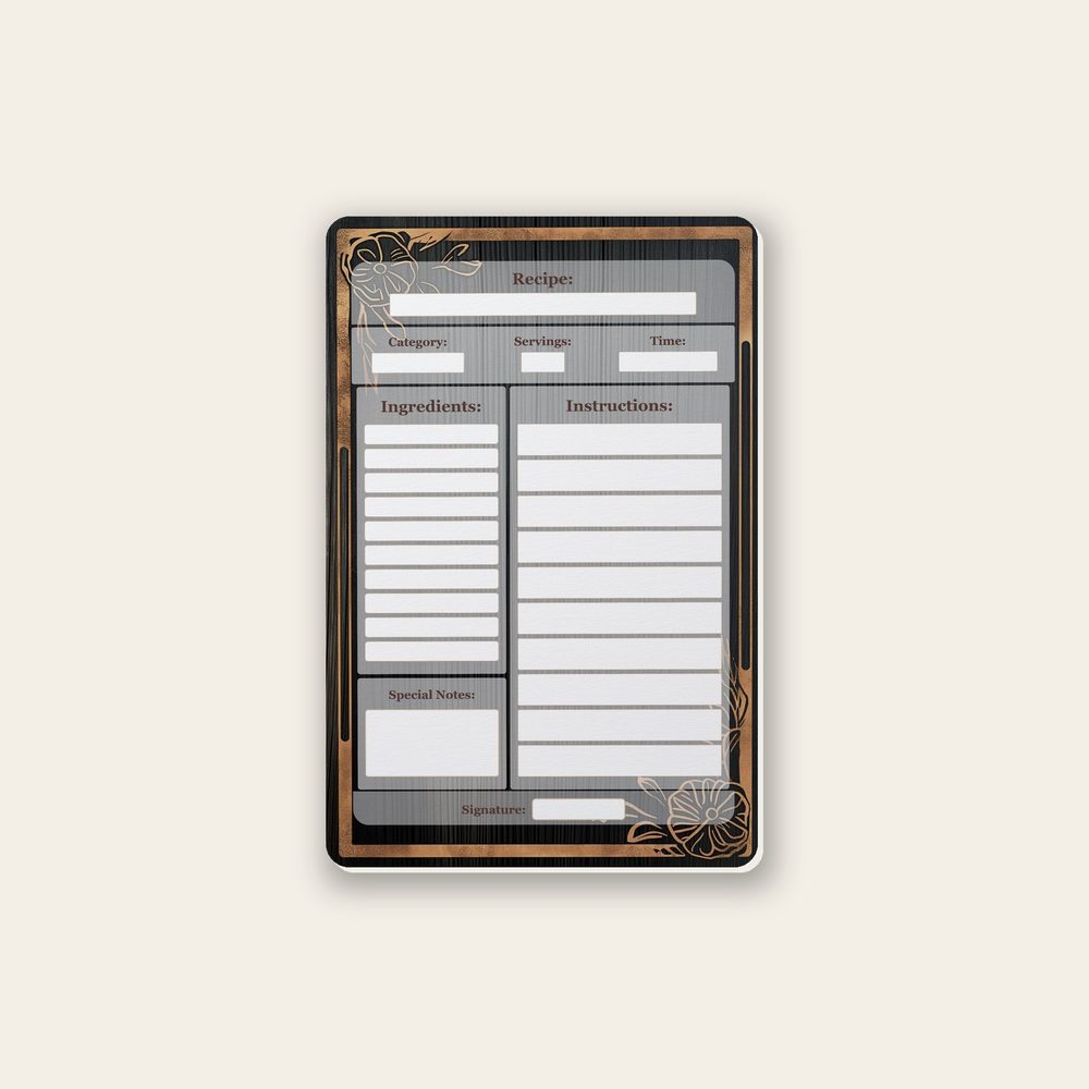 dark wood finish recipe-card design