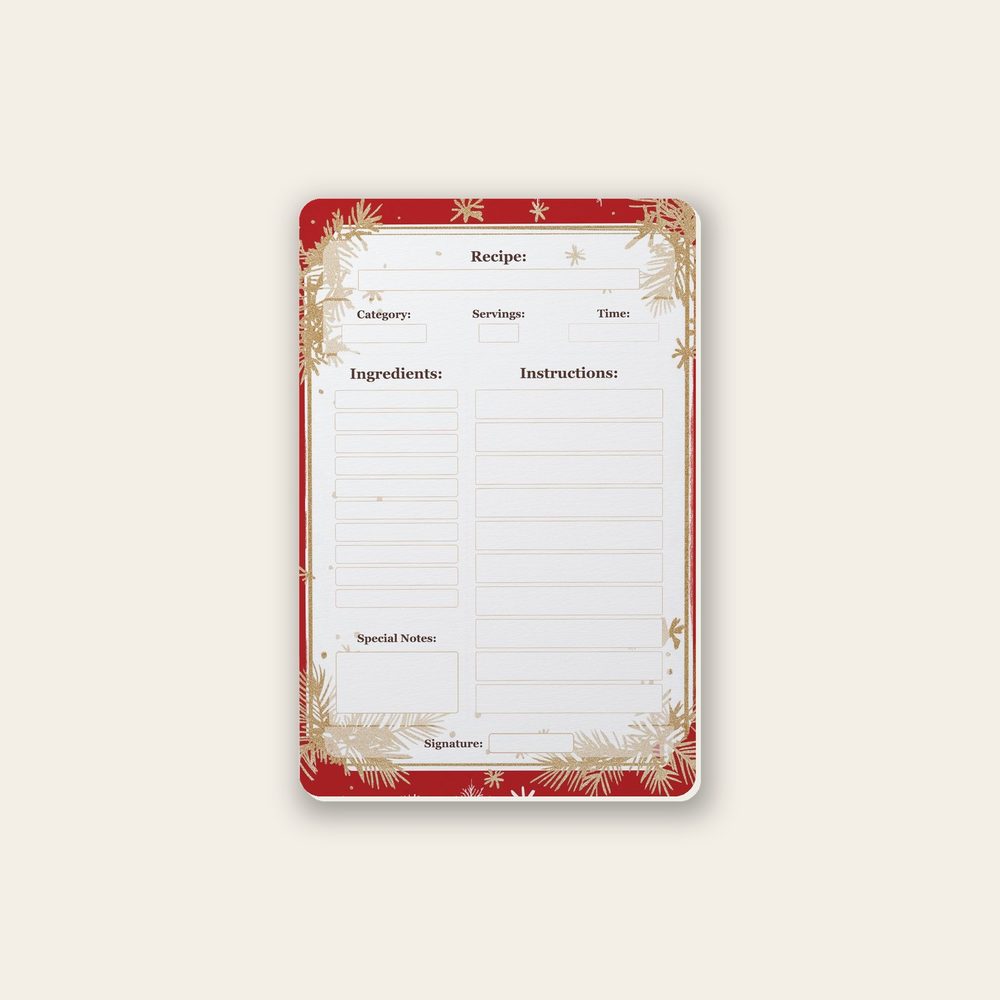 festive glitter recipe-card design