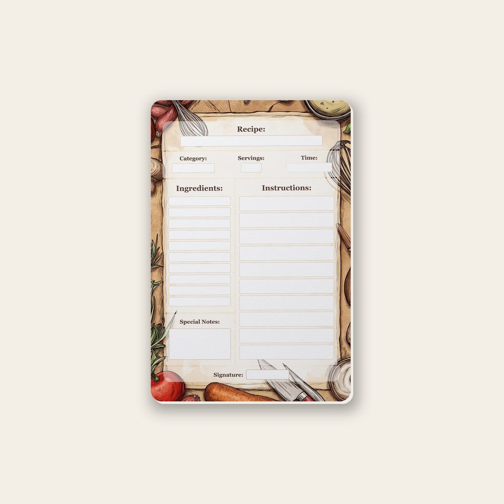 kitchen tools sketch recipe-card design