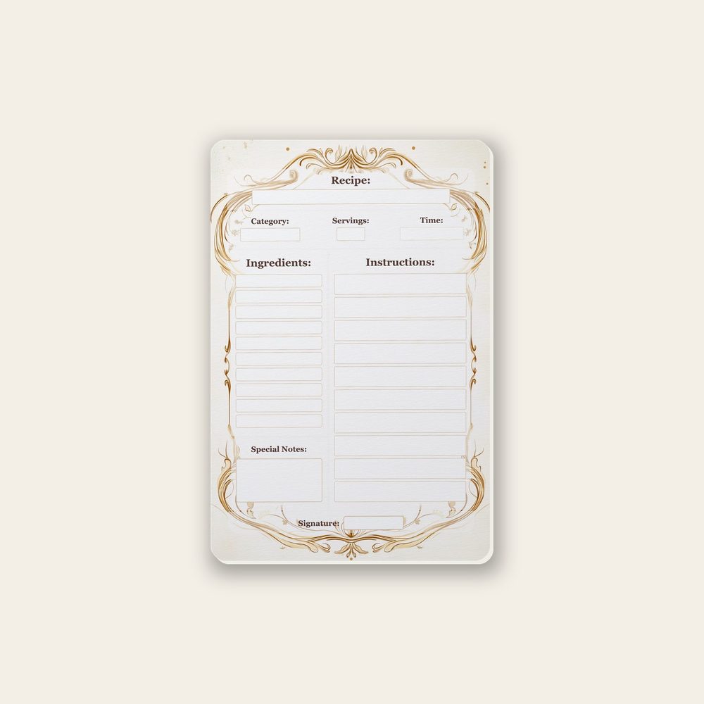 luxurious gold accents recipe-card design