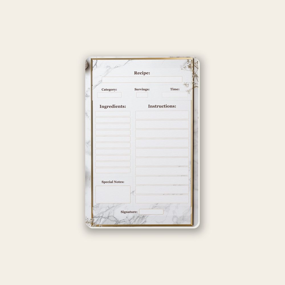 marble countertop recipe-card design