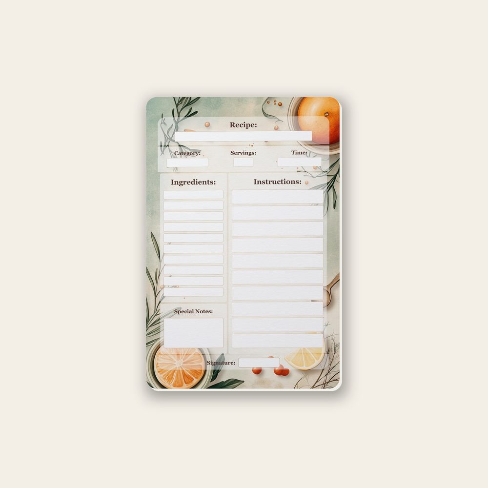 memory scrapbook recipe-card design