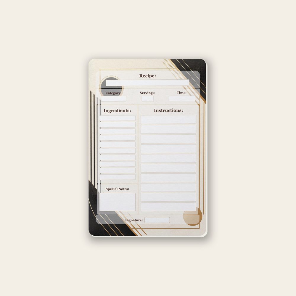 modern geometric pattern recipe-card design