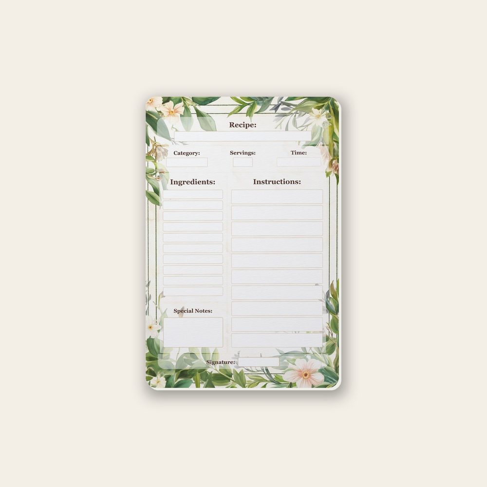 spring bloom recipe-card design