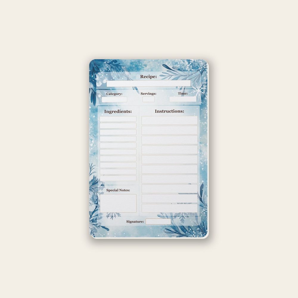 winter frost recipe-card design
